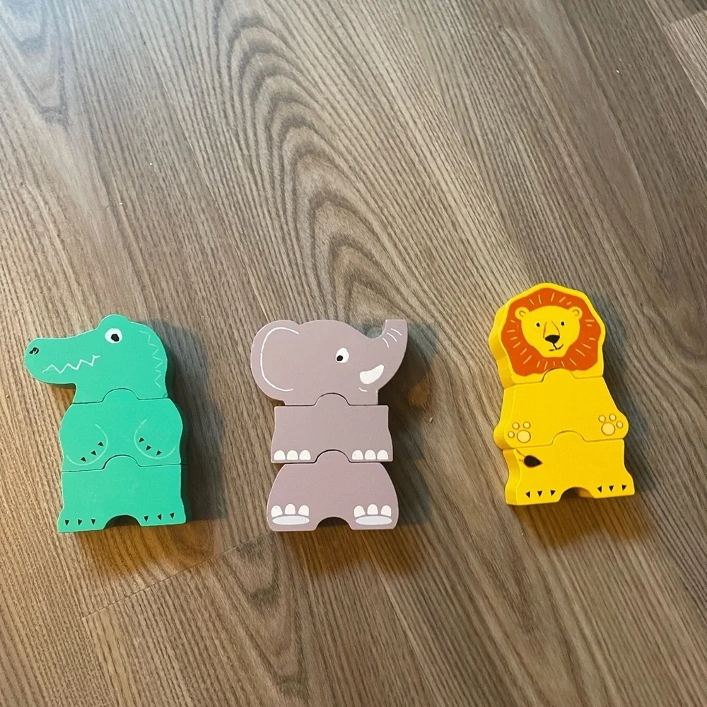 Tchibo German Wooden Animal Stacking Puzzle Montessori Natural Wood Toddler Toy